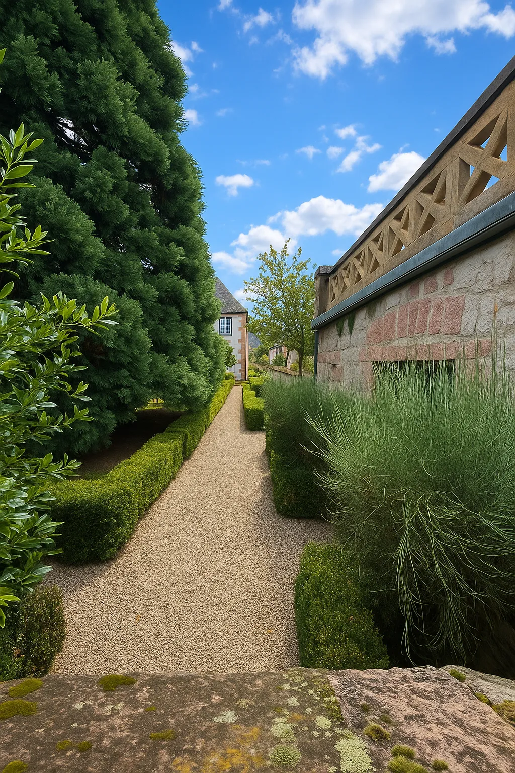 Gartenblick – Rhodter Schlössel in Rhodt unter Rietburg, Pfalz